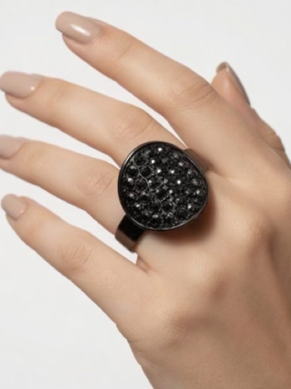 Gunmetal Edgy Marcasite Sparkling Circle Statement Ring
